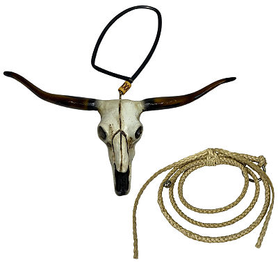 Enfeite Retrovisor Boi Long Horn + Mini laço