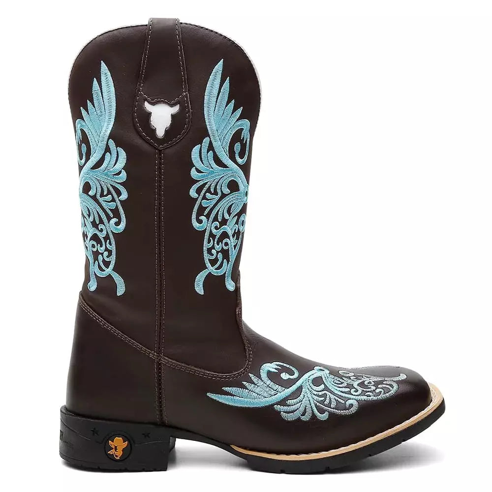 Bota Texana Feminina "Floral Azul" - Esporatto
